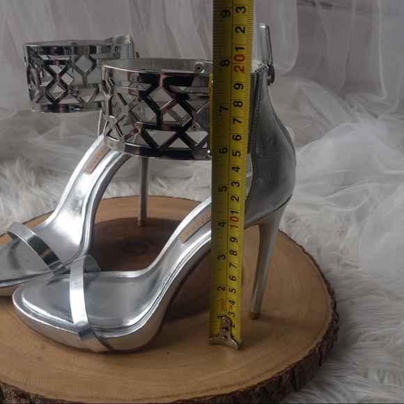 BCBG MAXAZRIA Silver Shoes with Ankle Cuff Detail Women Size 6.5 - Picture 11 of 15